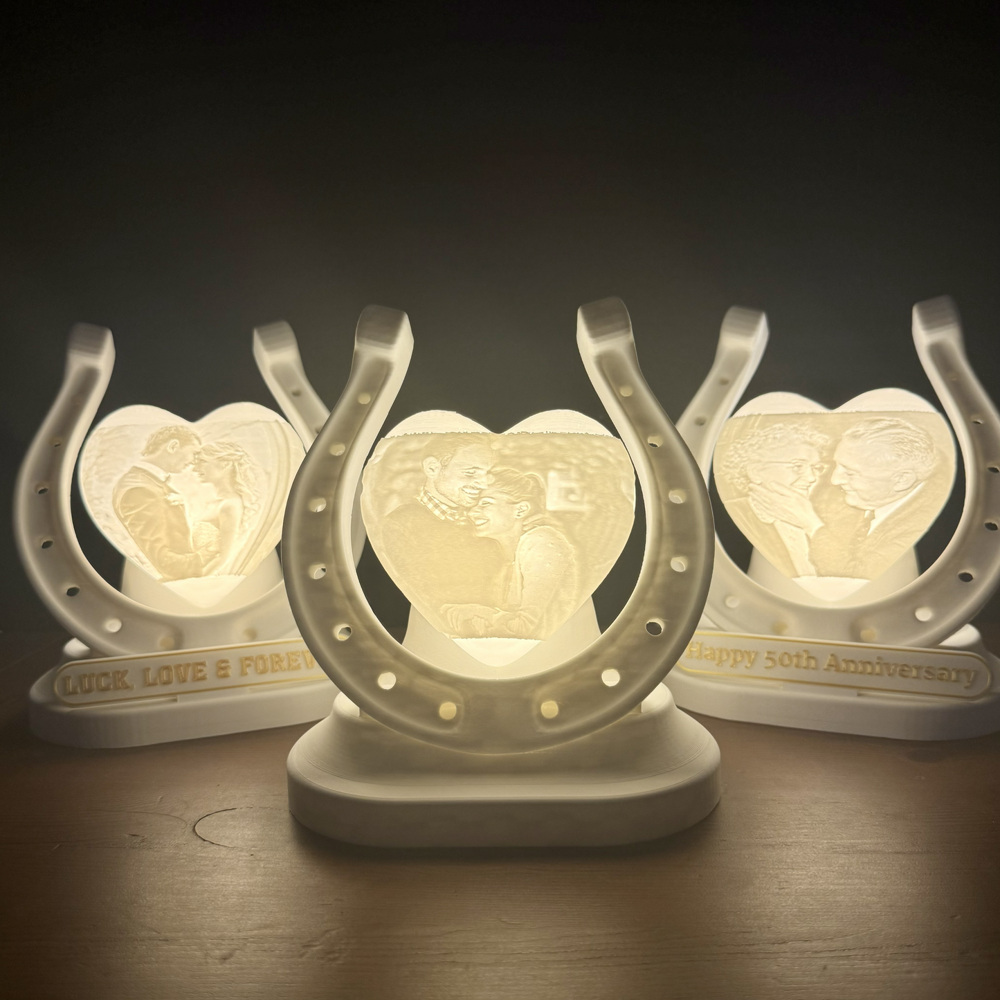 Personalised Horseshoe Heart Photo Light