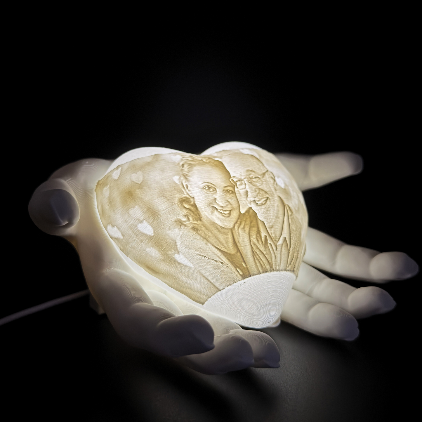 Personalised Hands Holding Heart Light