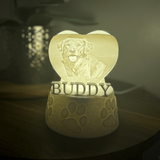 Personalised Pet Memorial Collar Holder Light