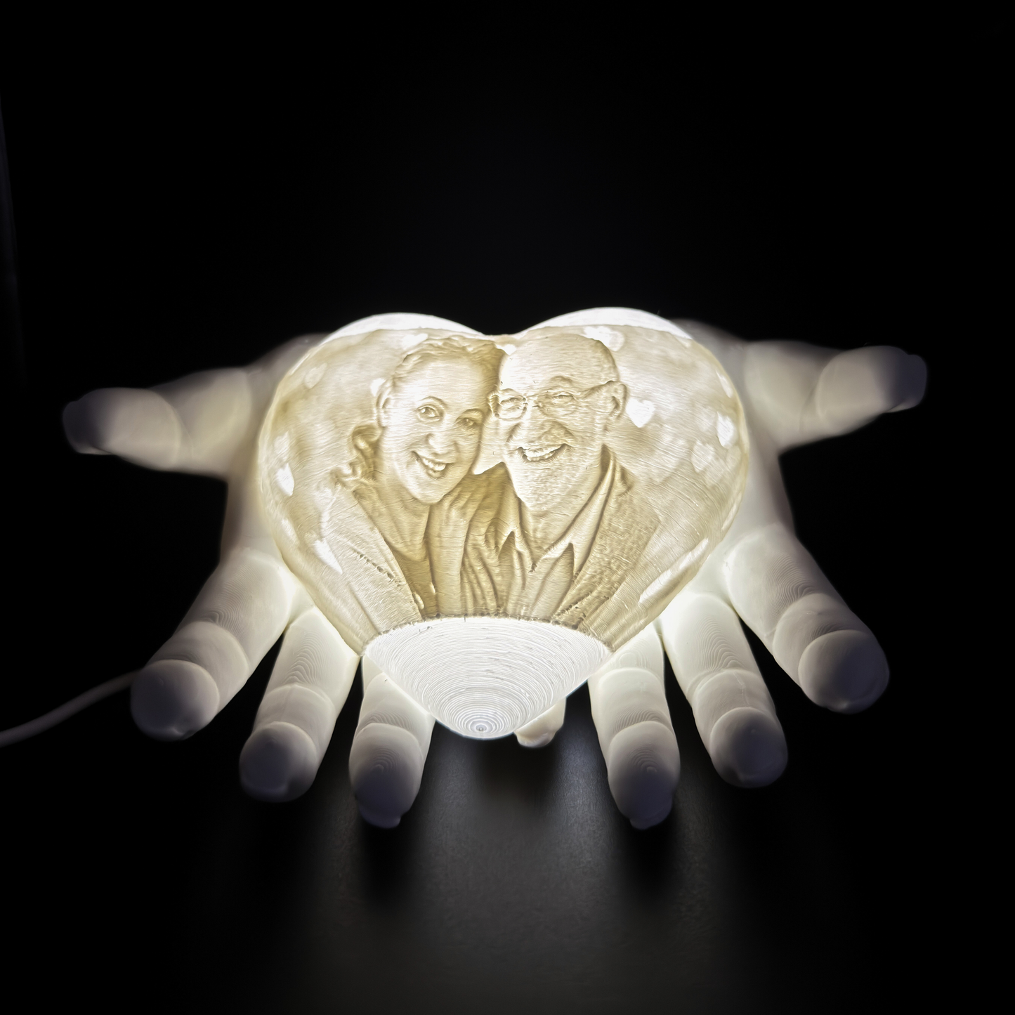 Personalised Hands Holding Heart Light