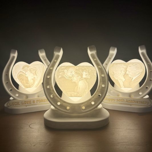 Personalised Horseshoe Heart Photo Light