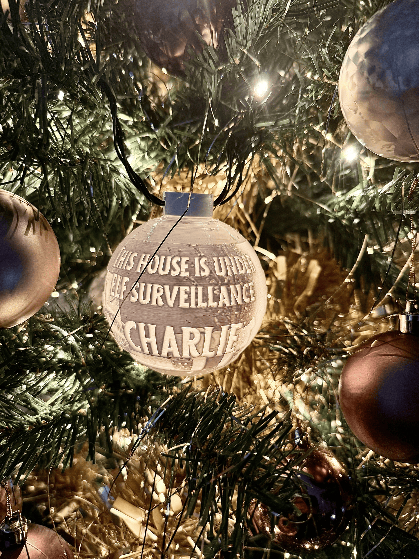 Elf Surveillance Custom Christmas Bauble