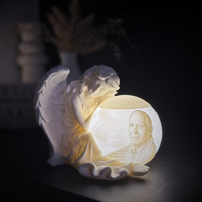 personalised angel photo light globe UK