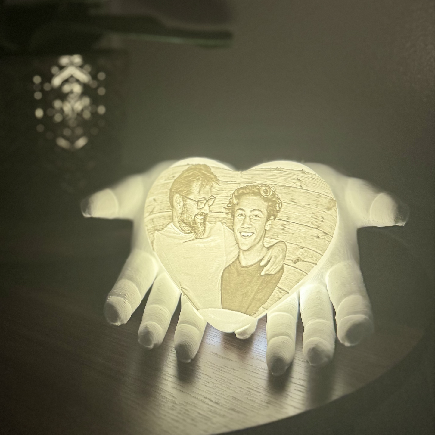 personalised heart photo light gift UK