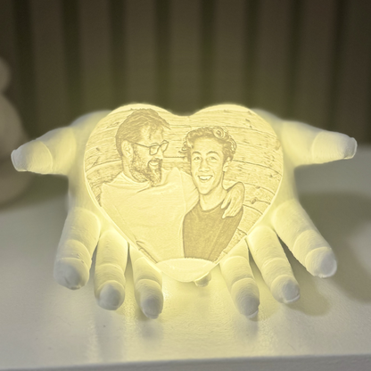 personalised photo light with heart design UK