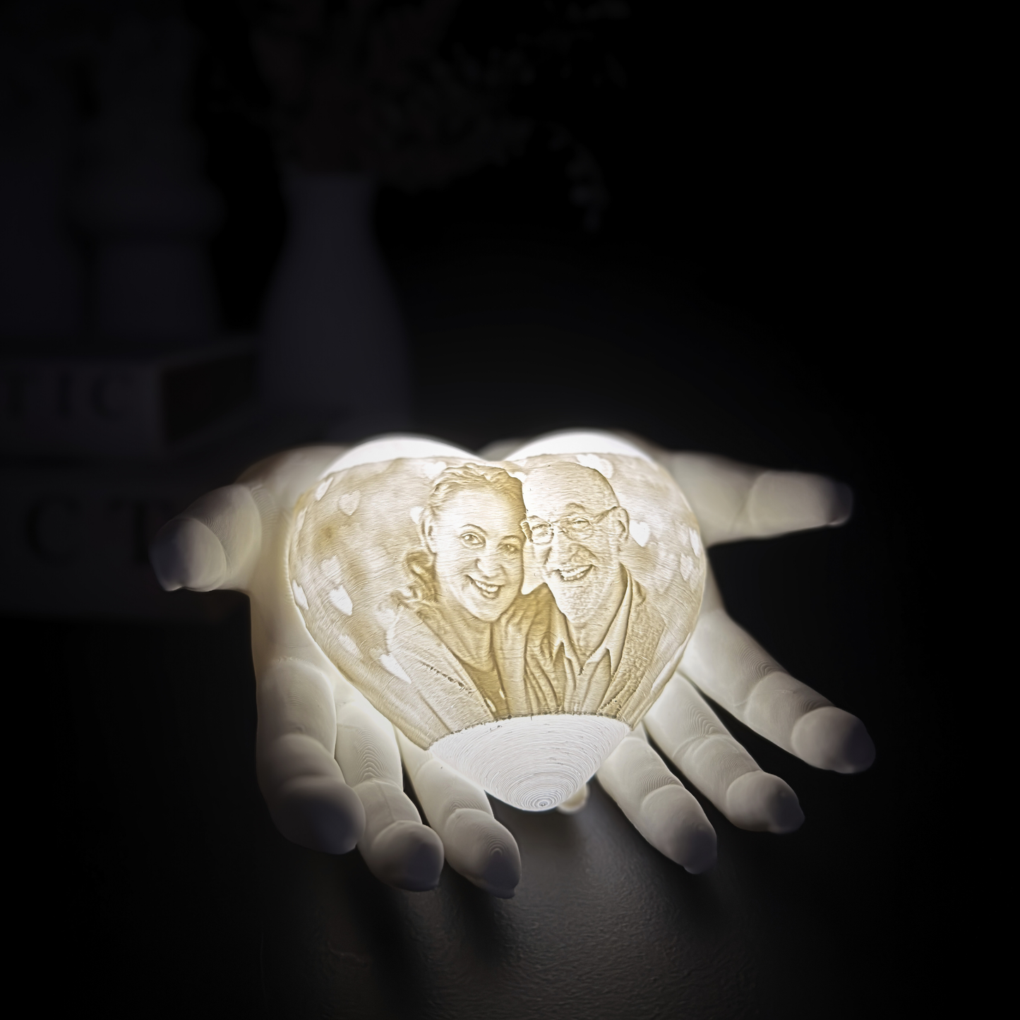 Personalised Hands Holding Heart Light