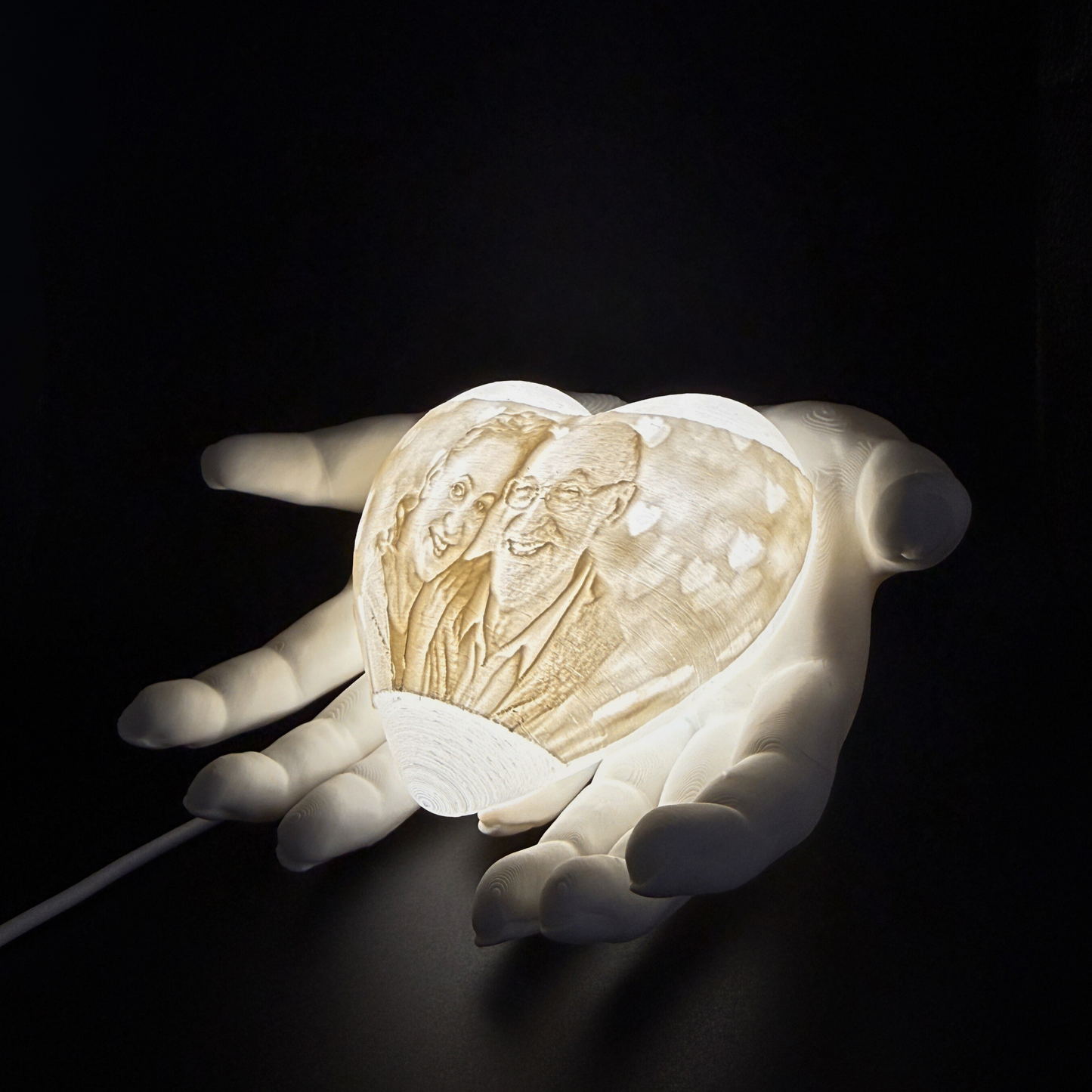 Personalised Hands Holding Heart Light